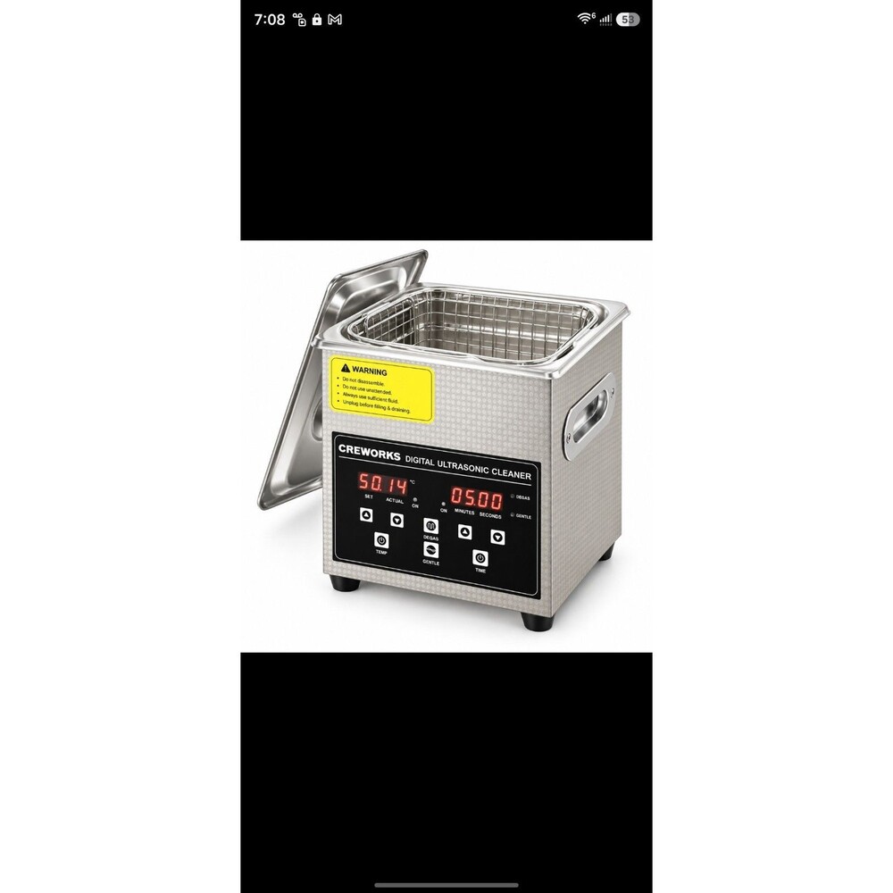 CREWORKS Industry Ultrasonic Cleaner 2L New Stainless Steel w/ Timer & Heater